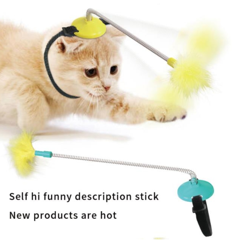 Fabrik Direkte Lieferung von Haustiervorränen, Katze Selbstheilende Spielzeug Katze Kragen Hals Spielzeug Frühling Fuß mit Tap, um Katzenstab zunecken